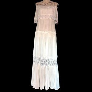 J For Justify | White Boho Strapless Maxi Dress w/ Vaca Vibes | Size M